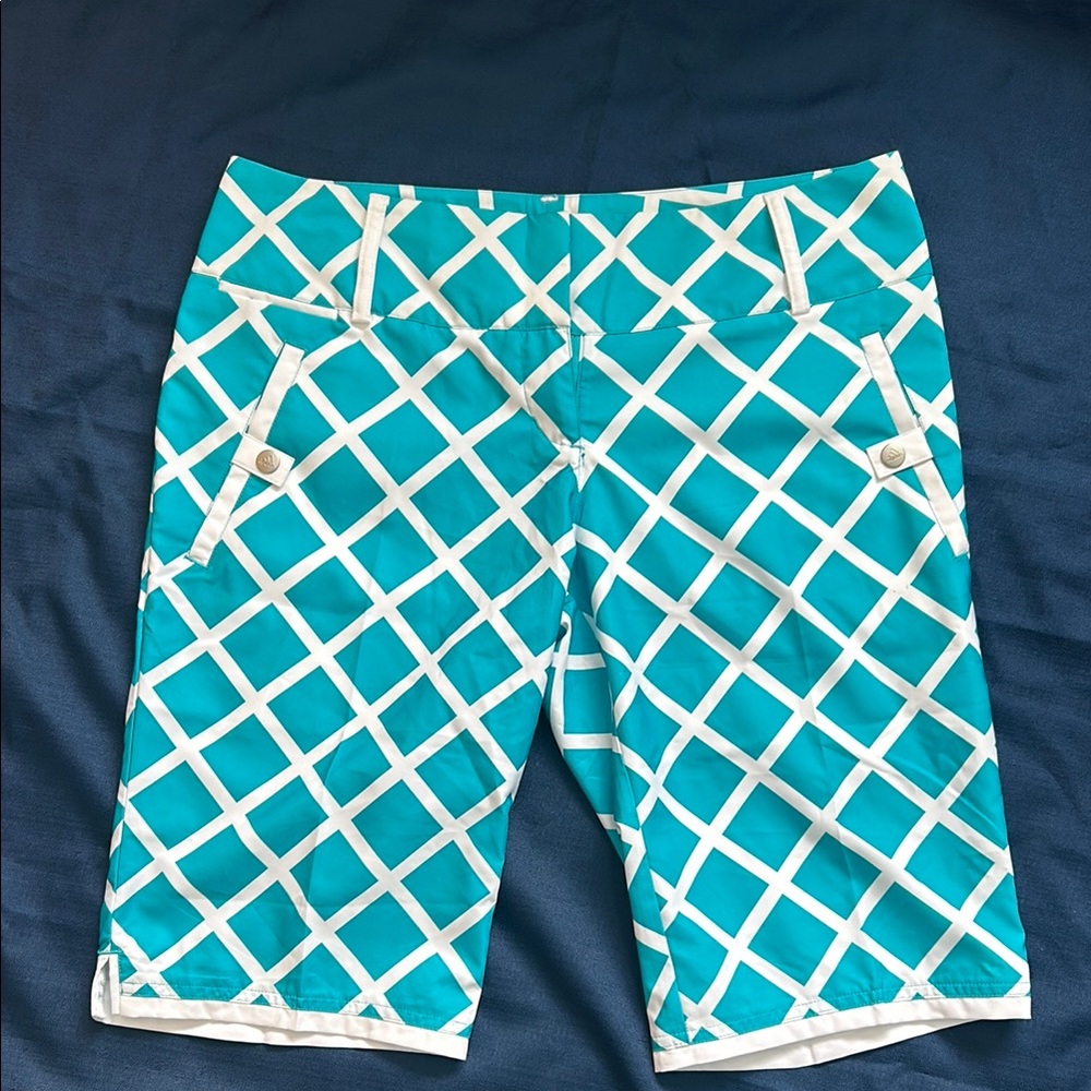 Adidas Turquoise and White Patterned Shorts